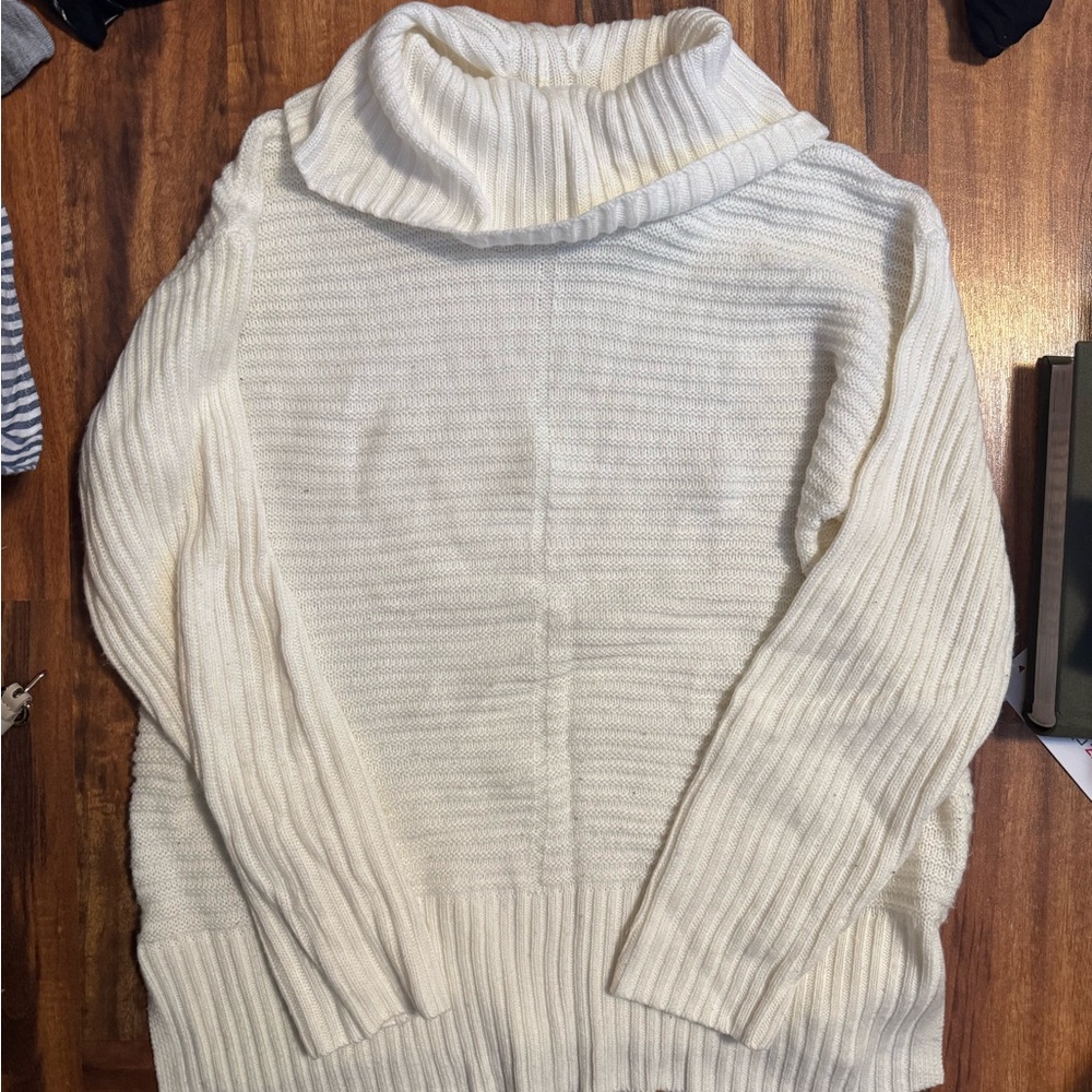 Christopher & Banks Cream Cowl Neck Sweater
